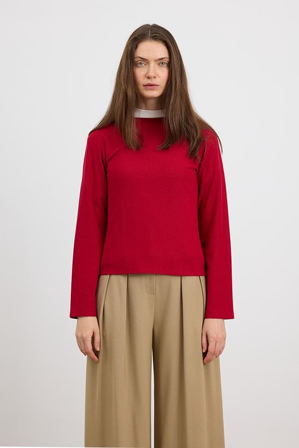 Ultrasoft Triko Basic Bluz Kırmızı