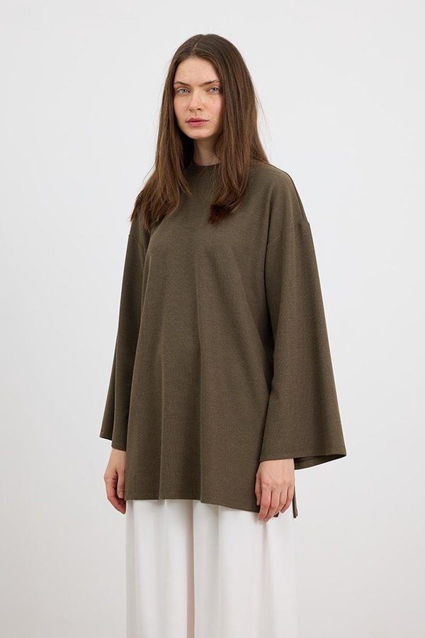 Ultrasoft Triko Tunik Boz Kahve
