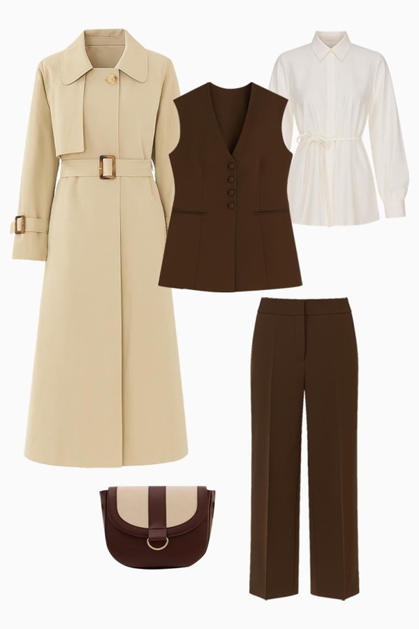 Yelek Takım Uzun Trençkot Kombini