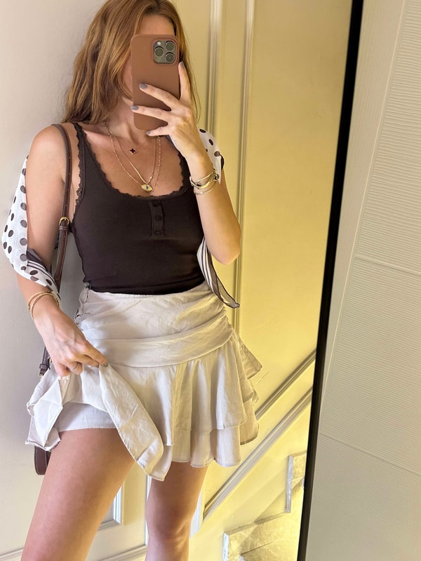 Bej Büzgülü Şortlu Etek