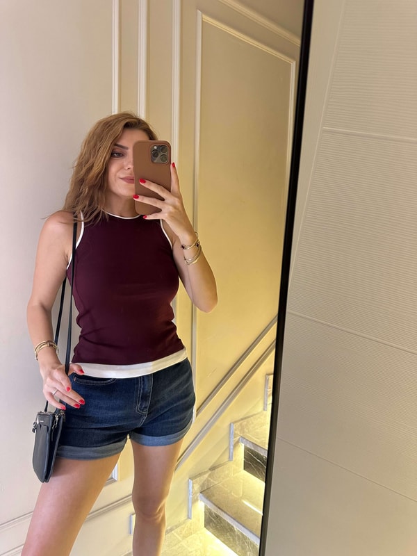 Bordo Çift Görünümlü Pamuk Atlet