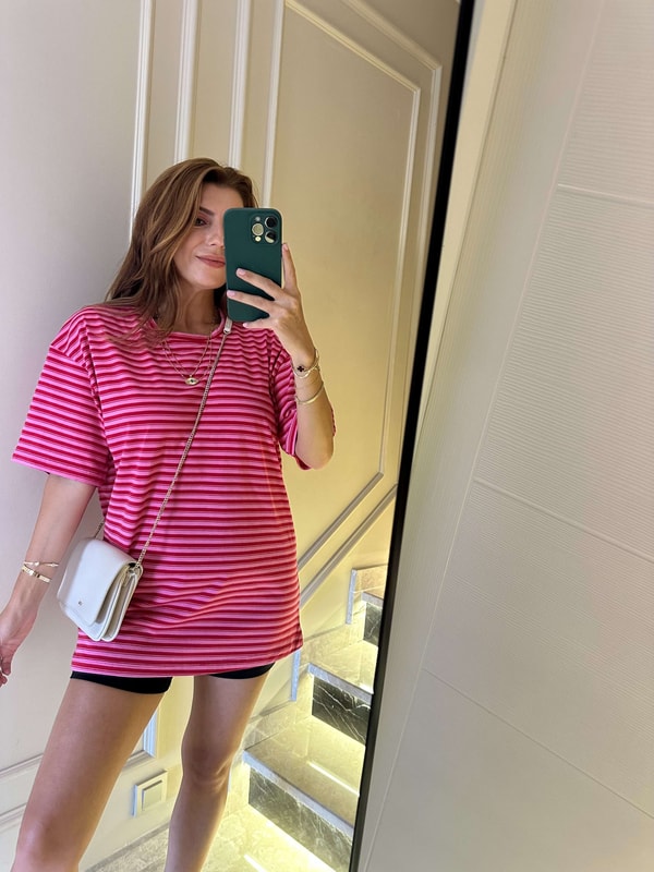 Çizgili Pamuk Kumaş SalaşTshirt
