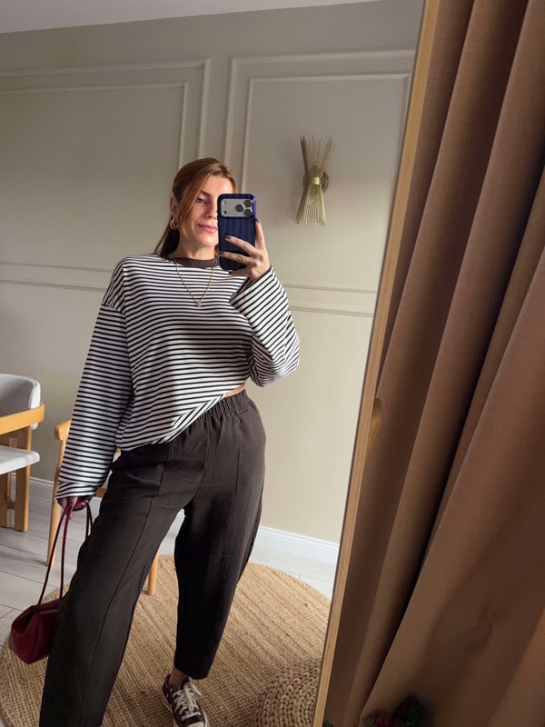 Çizgili Sweatshirt - KahveBeyaz