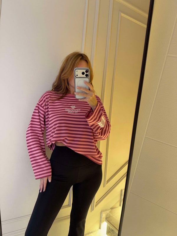 Etiket Detay Too Focused Sweatshirt - Pembe