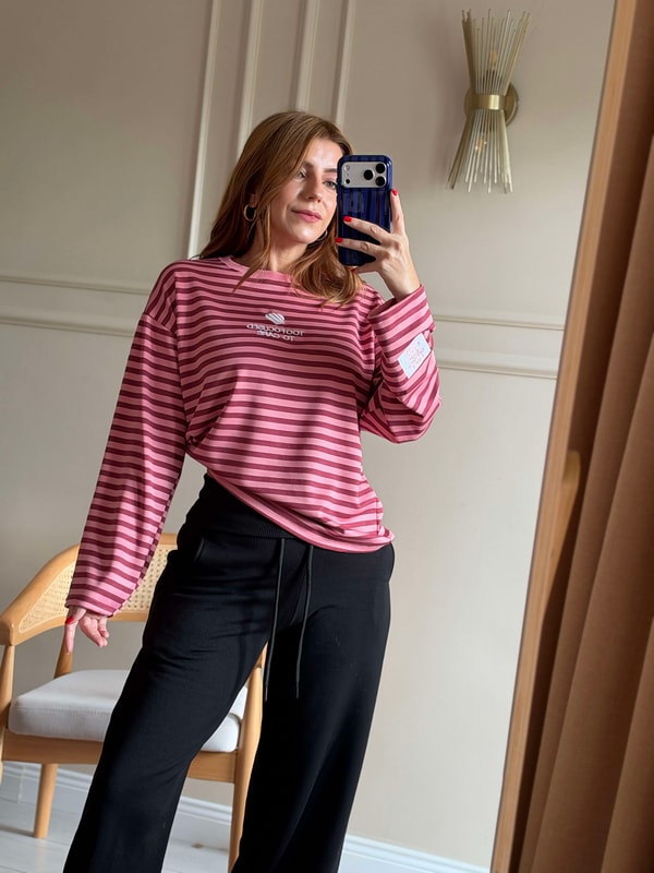 Etiket Detay Too Focused Sweatshirt - Pembe