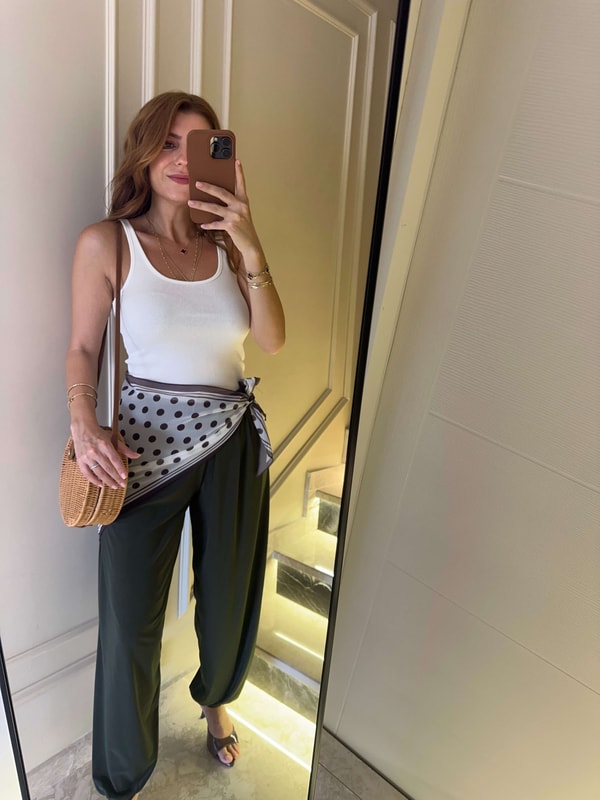 Haki Dökümlü Balon Şalvar Pantolon