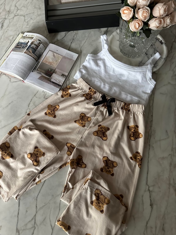 Kahve Ayıcıklı Pijama Altı