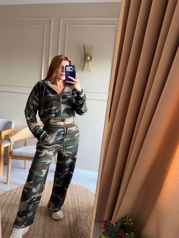 Kamuflaj Desen Barrel Fit Eşofman