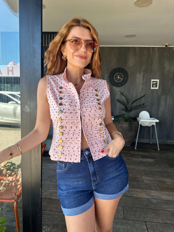 Pembe Puantiyeli Yelek