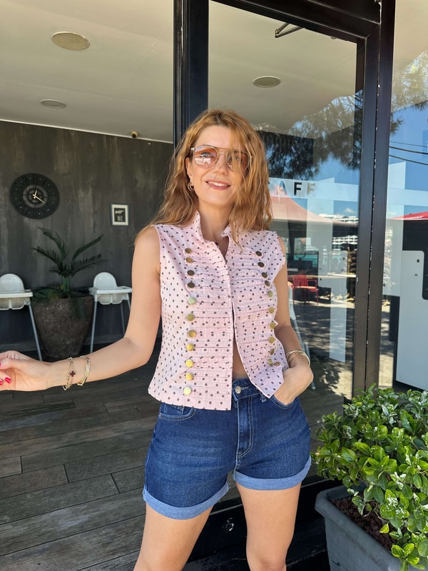 Pembe Puantiyeli Yelek