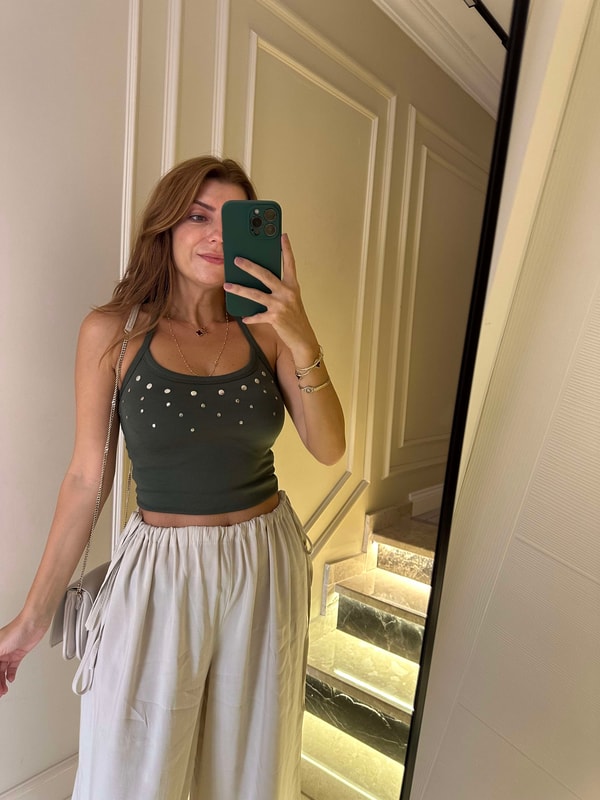 Taş Beli Ayarlanabilir Bol Paça Pantolon