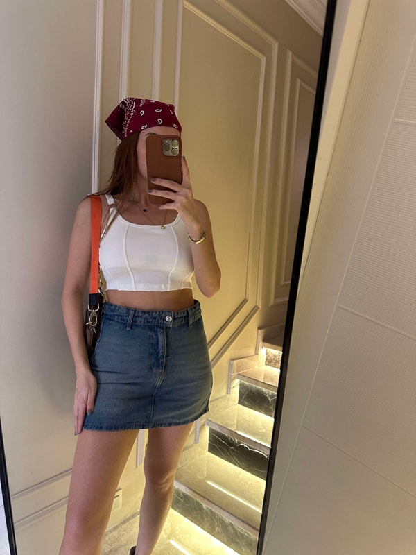 Tint Yıkamalı Kot Şort Etek