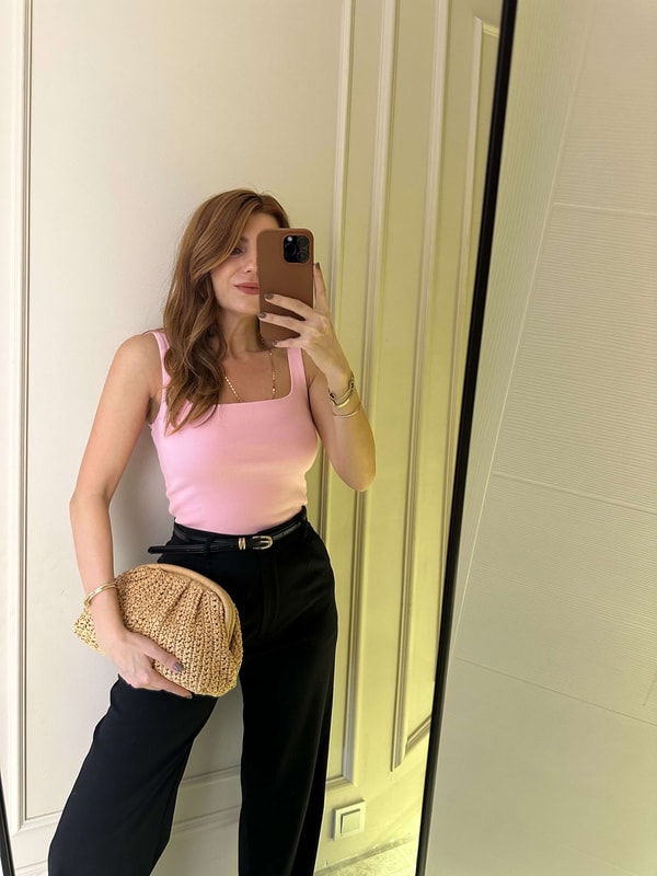 Toz Pembe Çift Kat Pamuk Askılı Atlet