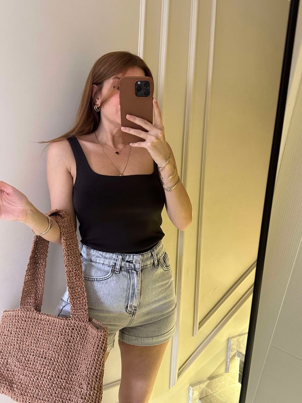 Askılı BluzAcı Kahve Çift Kat Pamuk Askılı Atlet