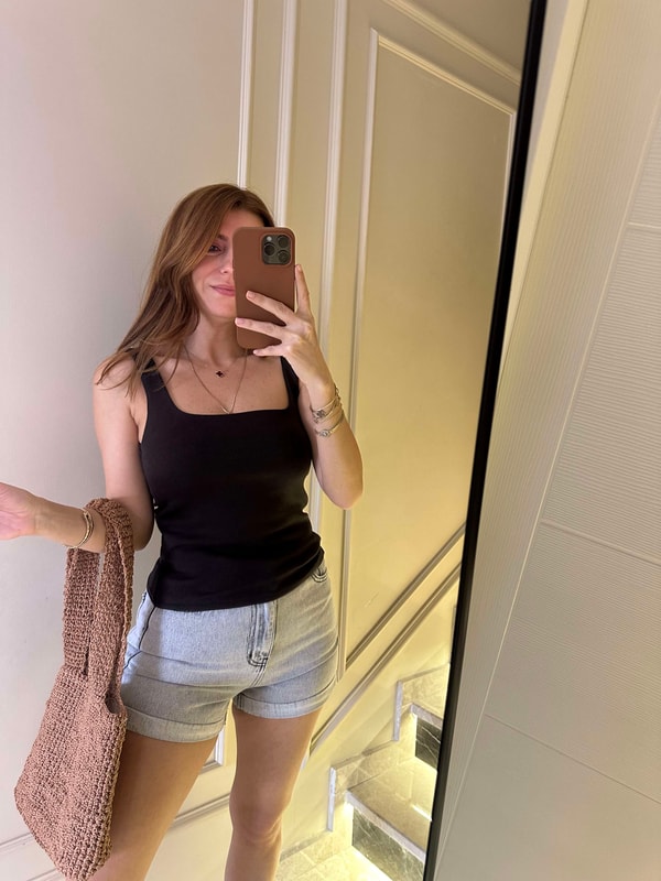 Askılı BluzAcı Kahve Çift Kat Pamuk Askılı Atlet