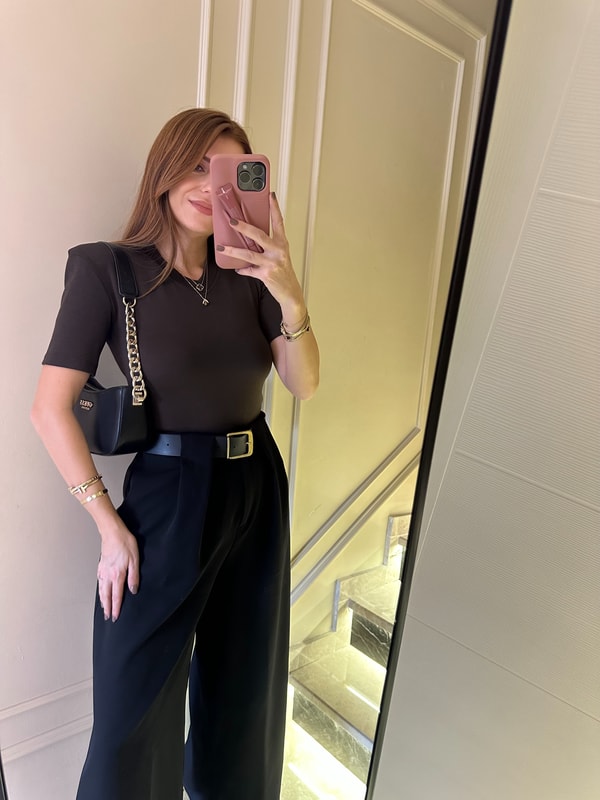 BluzAcı Kahve V Yaka Vatkalı Viskon Çıtçıtlı Bodysuit