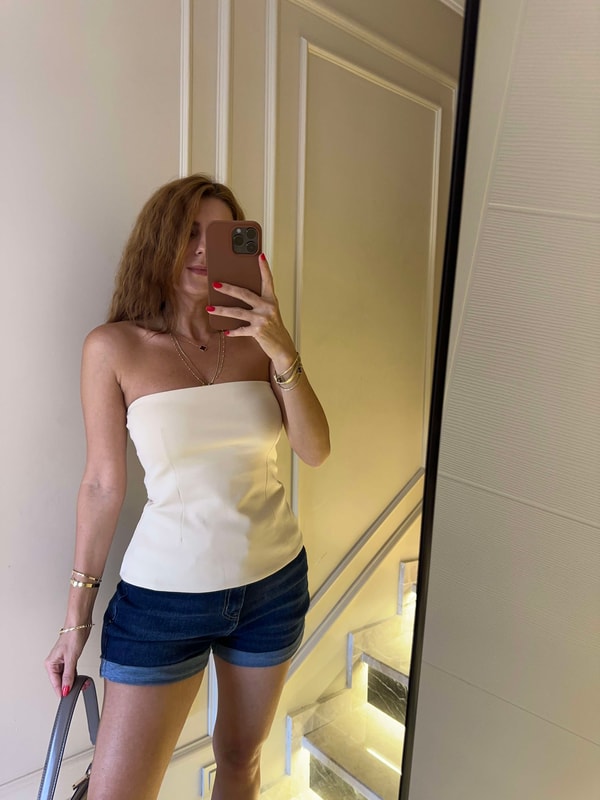 Straplez BluzBej Altı Çan Straplez Bluz