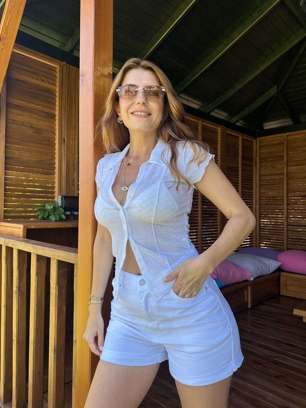GömlekBeyaz Polo Yaka Summer Gömlek