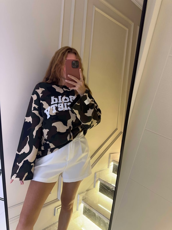 Bisiklet Yaka SweatshirtBold Society Kamuflaj Kadın Sweatshirt