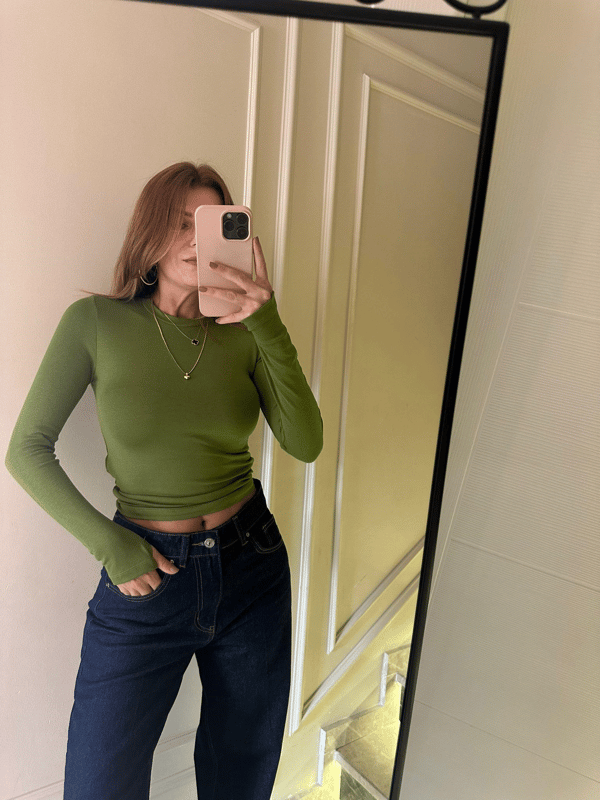 BluzÇağla Parmak Geçmeli Modal Bluz