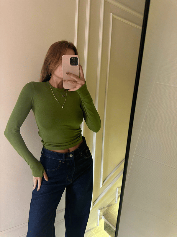 BluzÇağla Parmak Geçmeli Modal Bluz