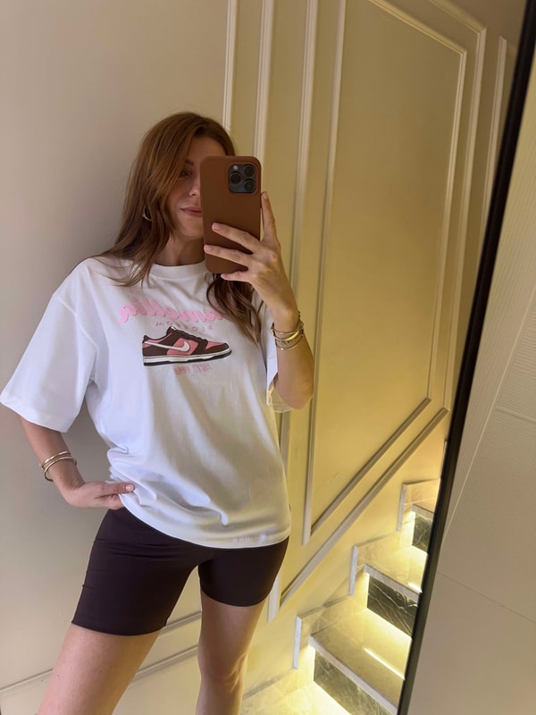 TişörtCamellia Kabartma Baskı Tshirt