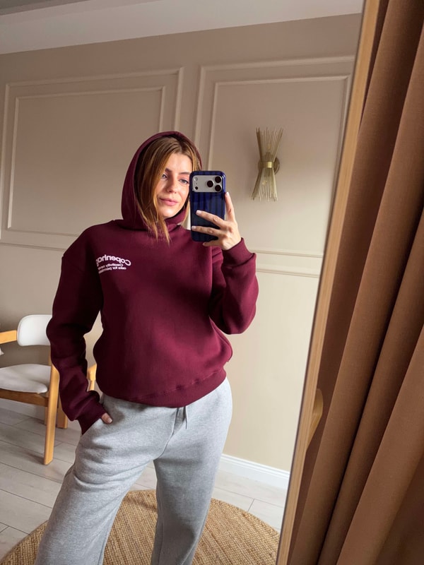 SweatshirtCopenhagen Baskılı Kapşonlu Sweatshirt - Bordo