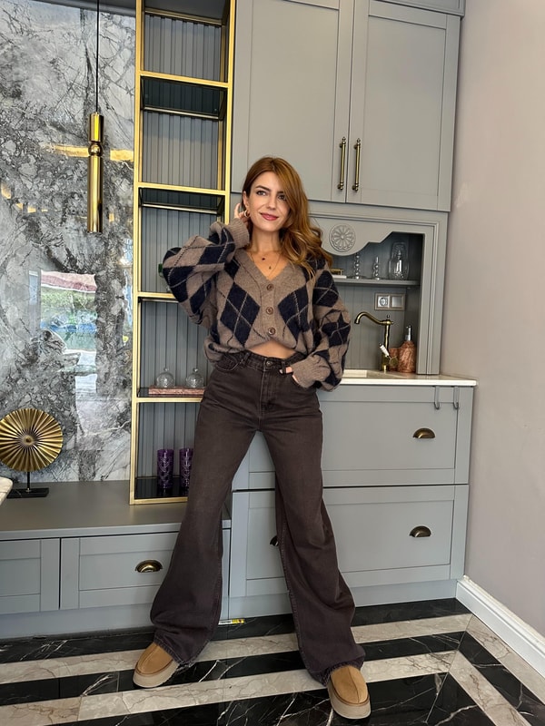 JeanDökümlü Palazzo Kahve Taş Yıkama Jean