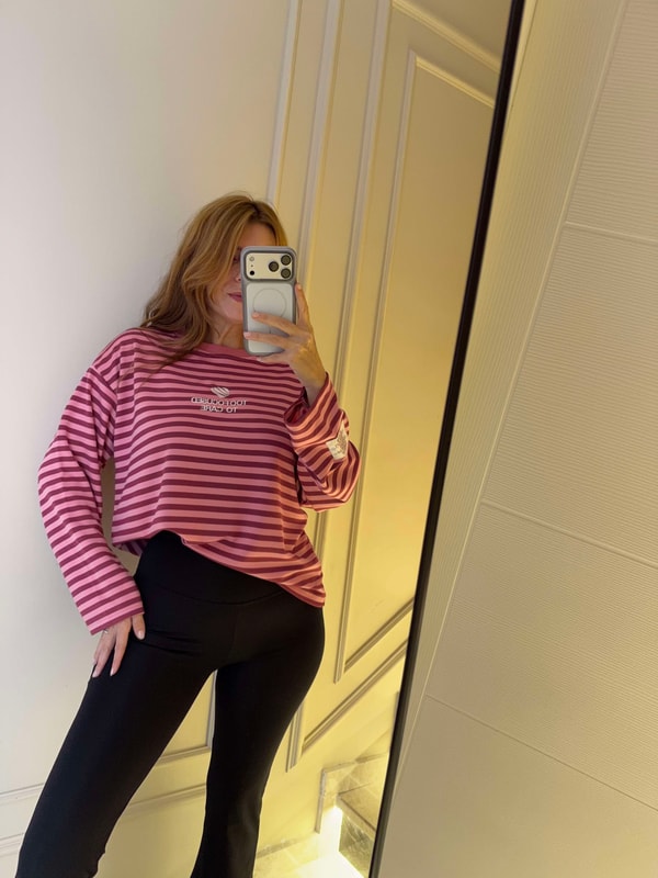 Bisiklet Yaka SweatshirtEtiket Detay Too Focused Sweatshirt - Pembe