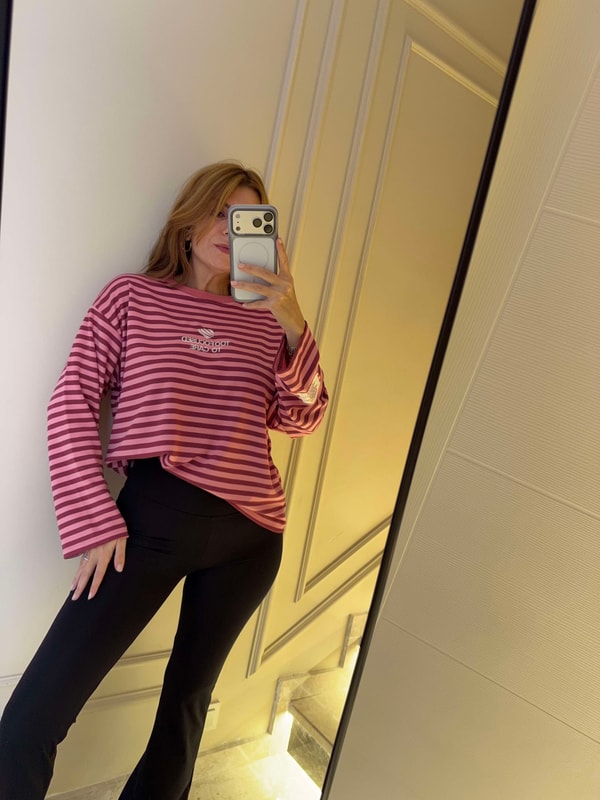 Bisiklet Yaka SweatshirtEtiket Detay Too Focused Sweatshirt - Pembe