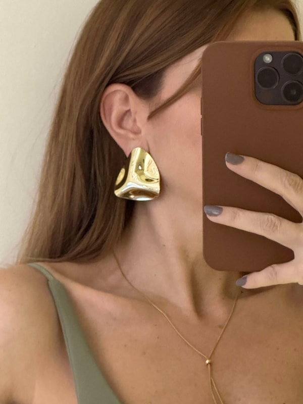 KüpeGold Renk Triangle Küpe