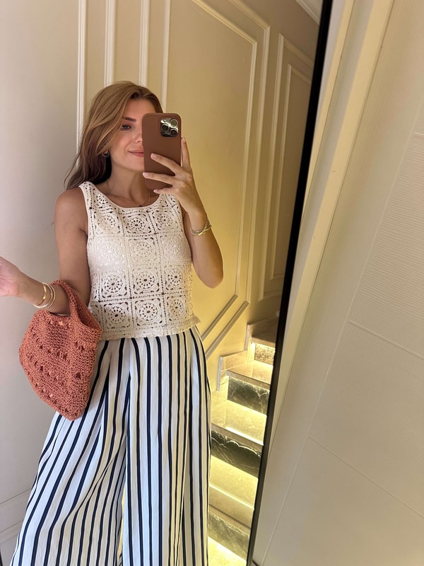 Triko BluzGüpür Dantel Halter Yaka Triko Atlet