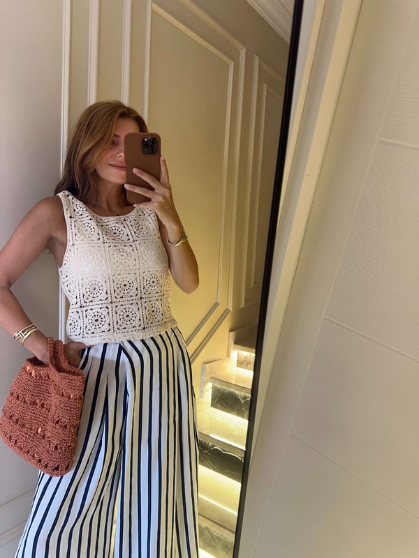 Triko BluzGüpür Dantel Halter Yaka Triko Atlet