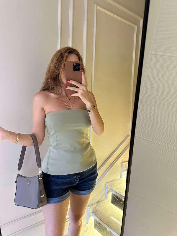 Straplez BluzHaki Altı Çan Straplez Bluz
