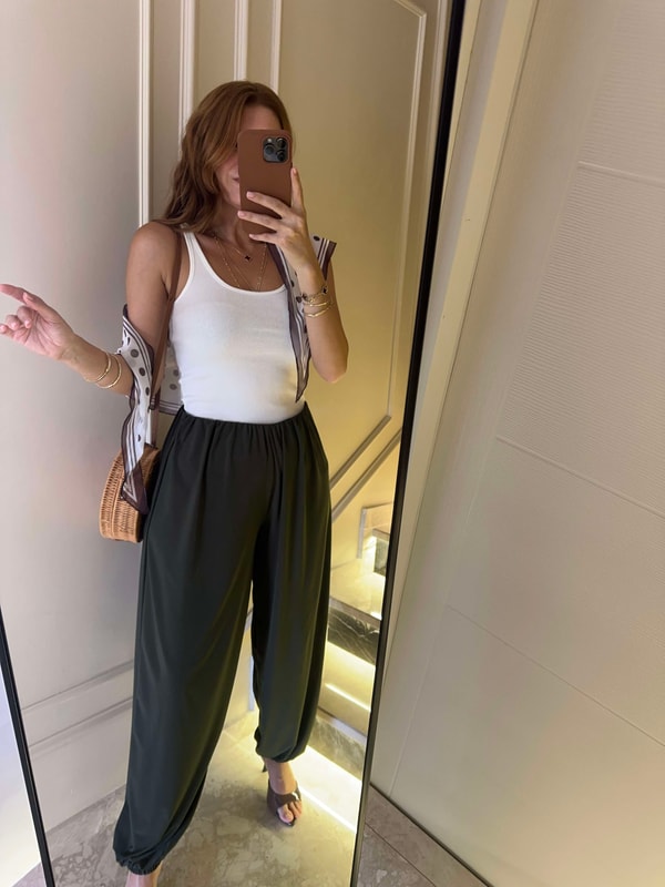 PantolonHaki Dökümlü Balon Şalvar Pantolon