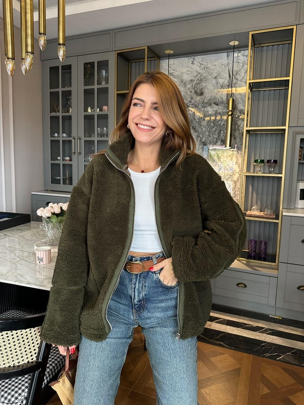 DIŞ GİYİMHaki Fermuarlı Peluş Ceket