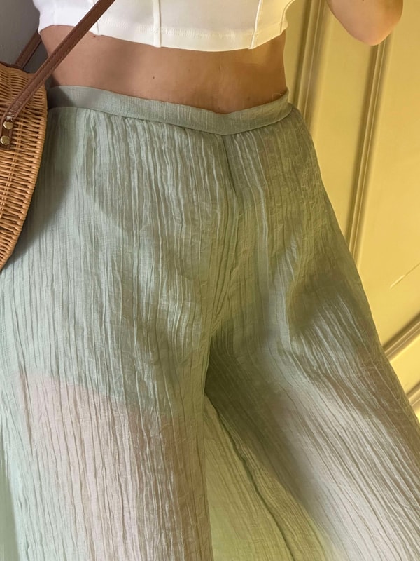 PantolonHaki Transparan Şortlu Balon Pantolon