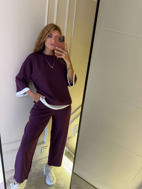 Alt Üst TakımKadın Alttan Çıkmalı Alt Üst Takım - Bordo