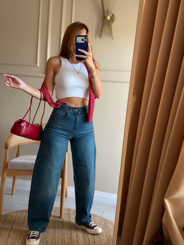 JeanKadın Barrel Fit Balon Kesim Jean - Tintli Mavi