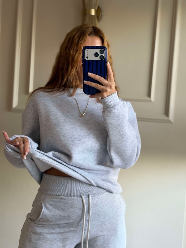 SweatshirtKadın Bisiklet Yaka Şardonlu Sweatshirt - Melanj Gri