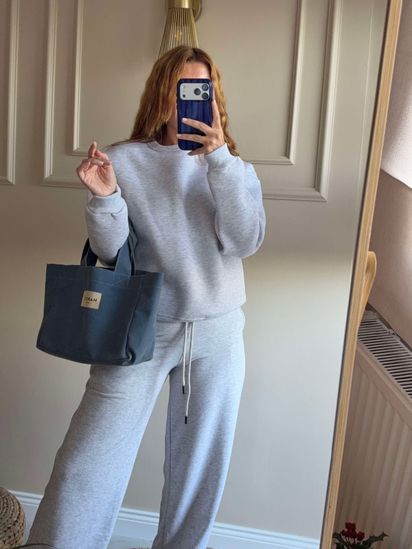 SweatshirtKadın Bisiklet Yaka Şardonlu Sweatshirt - Melanj Gri
