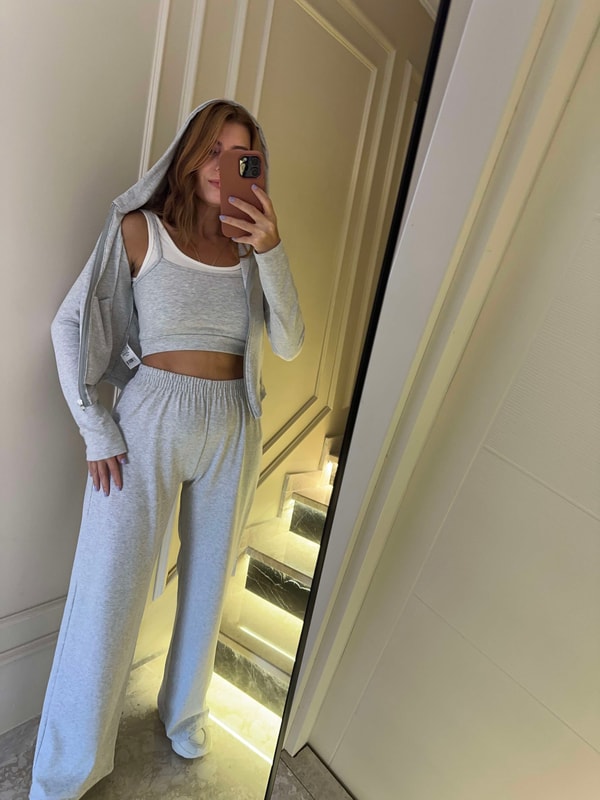 Alt Üst TakımKadın Çift Renk Bralet 3lü Takım - Gri