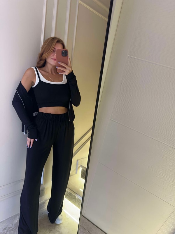 Alt Üst TakımKadın Çift Renk Bralet 3lü Takım - Siyah