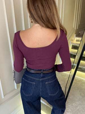 Uzun Kollu BluzKadın Kayık Yaka Uzun Kol Bluz - Bordo