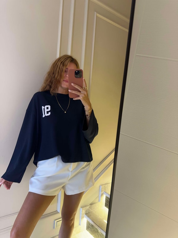 Uzun Kollu BluzKadın Lacivert 91 İnce Sweat