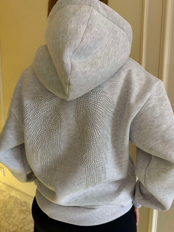 SweatshirtKadın Melek Kanat Sweatshirt - Melanj Gri
