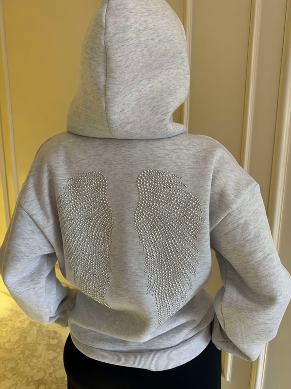 SweatshirtKadın Melek Kanat Sweatshirt - Melanj Gri