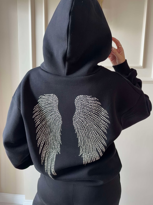SweatshirtKadın Melek Kanat Sweatshirt - Siyah