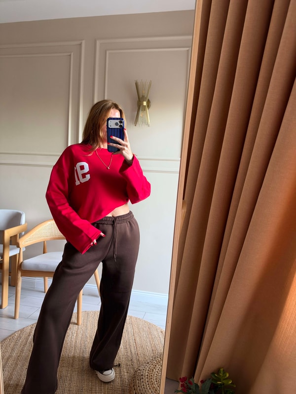 Baskılı SweatshirtKadın Ön Arka 91 Baskılı Sweatshirt - Kırmızı