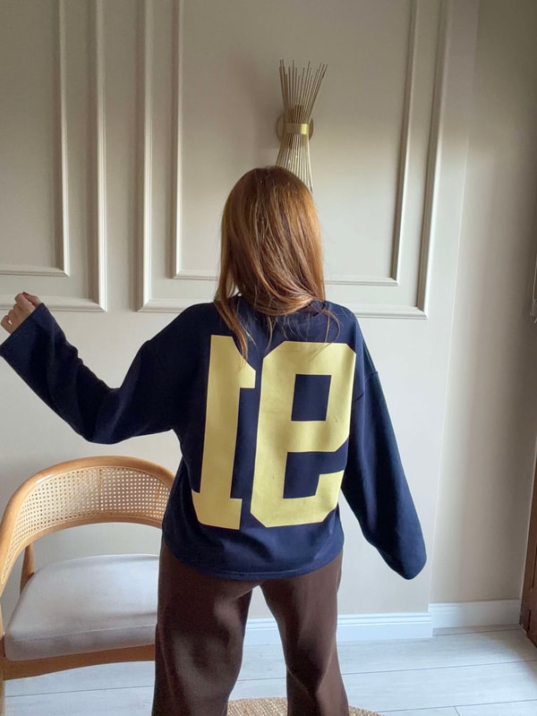 Baskılı SweatshirtKadın Ön Arka 91 Baskılı Sweatshirt - Lacivert